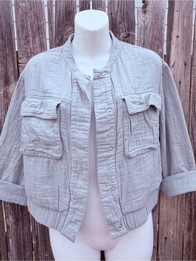 Mustard Seed Light Blue Cotton Bomber Jacket